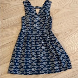 Aztec patterned blue dress by Olive and Oak